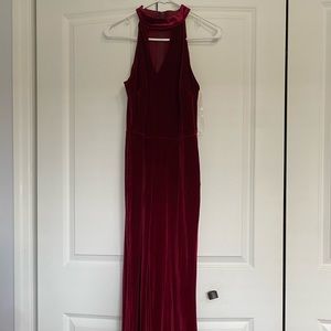 Velvet red floor length jumpsuit